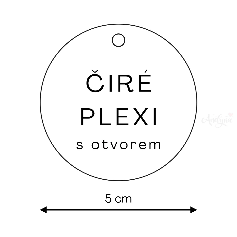 Plexi čiré - kolečko s otvorem, průměr 5 cm