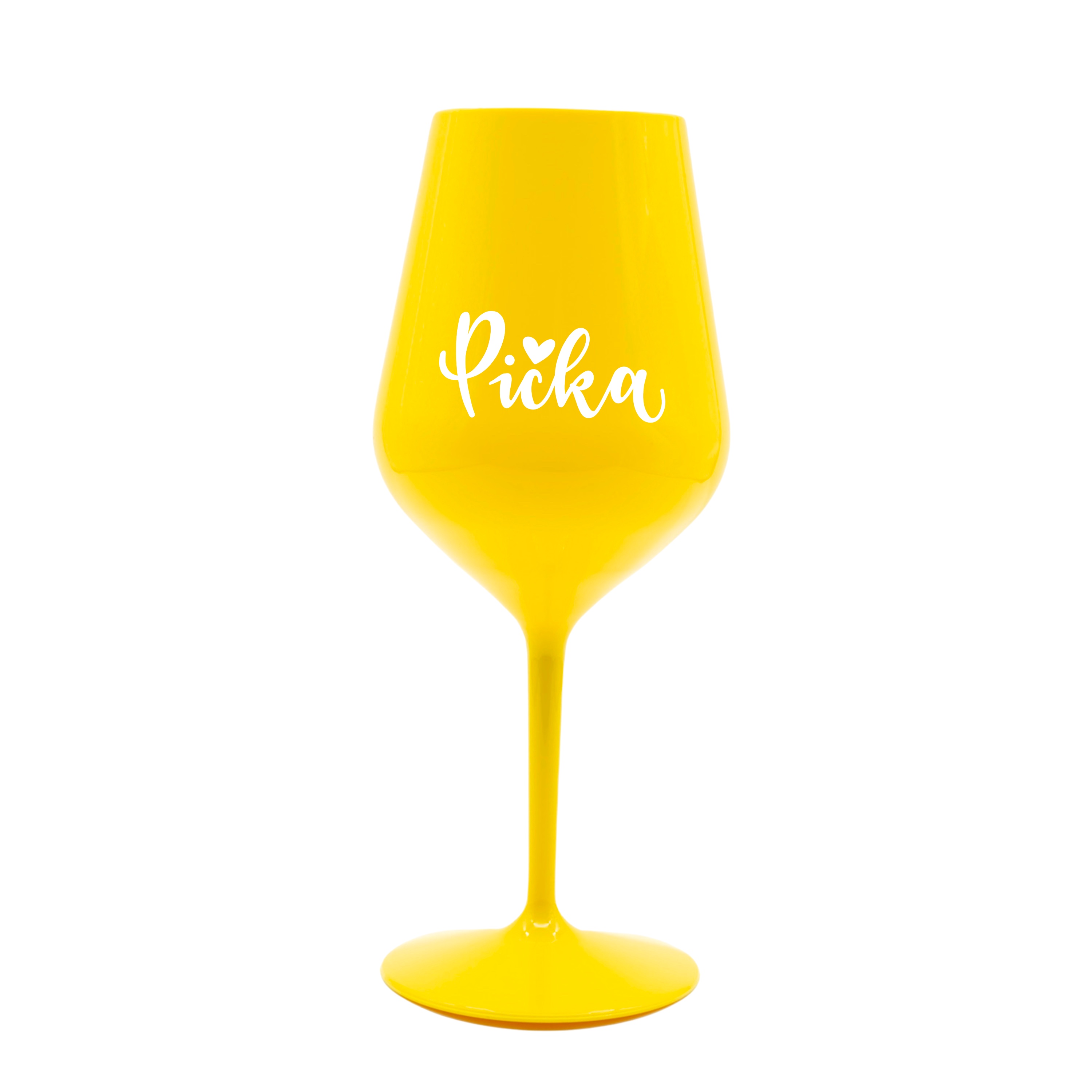 Žlutá plastová sklenka na víno - Pička