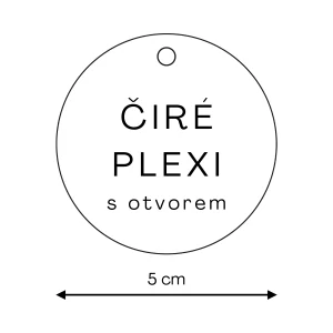  Plexi čiré - kolečko s otvorem, průměr 5 cm