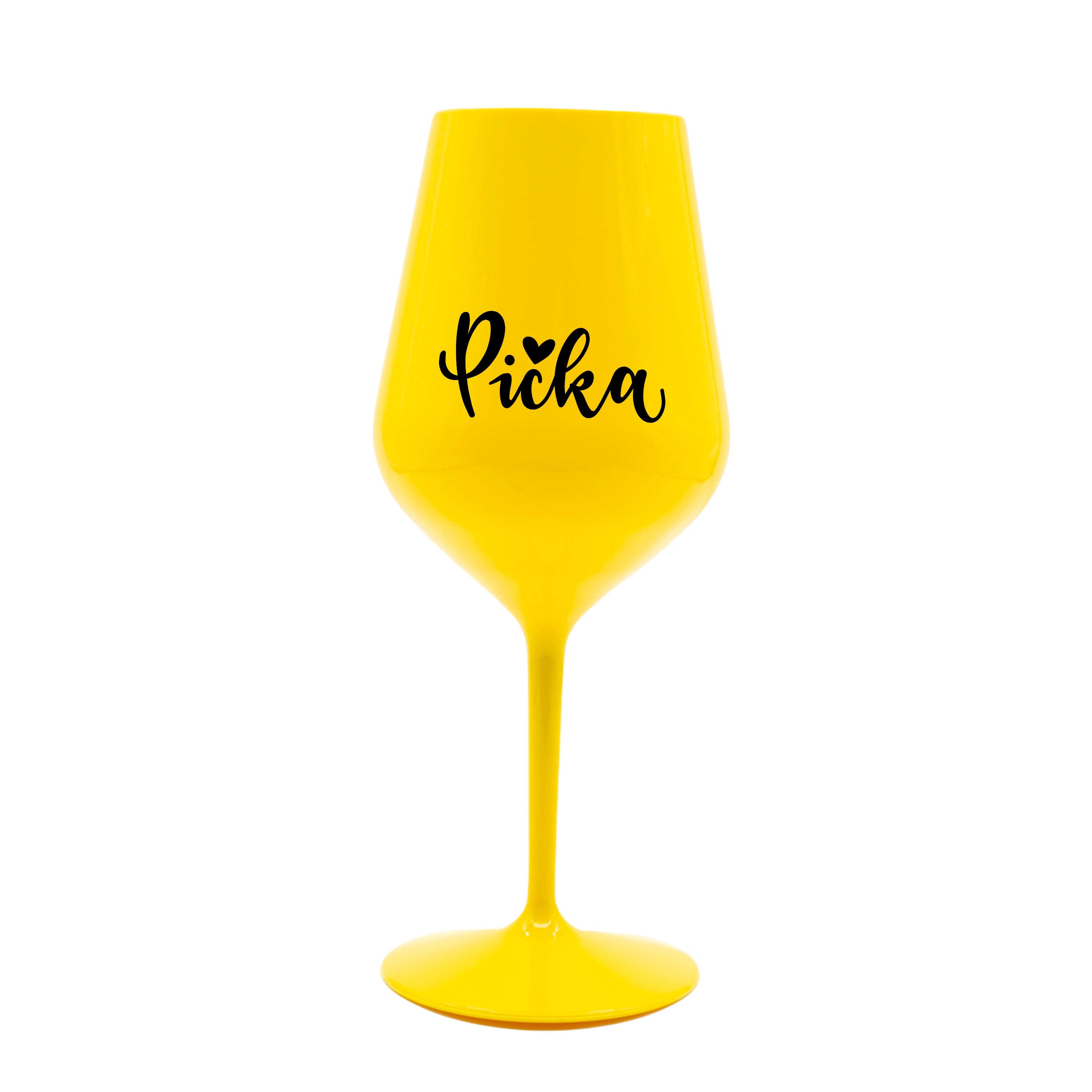 Žlutá plastová sklenka na víno - Pička