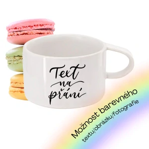 Hrnek bílá Makronka s textem na přání