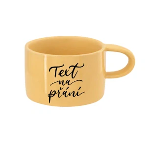 Hrnek žlutá Makronka s textem na přání