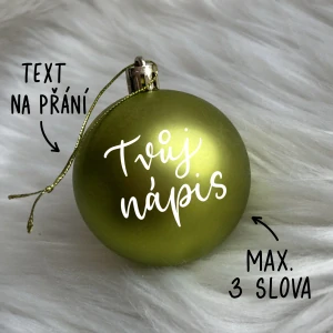 Vánoční baňka světle zelená plastová, TEXT NA PŘÁNÍ, průměr 6 cm