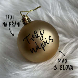 Vánoční baňka zlatá plastová, TEXT NA PŘÁNÍ, průměr 6 cm