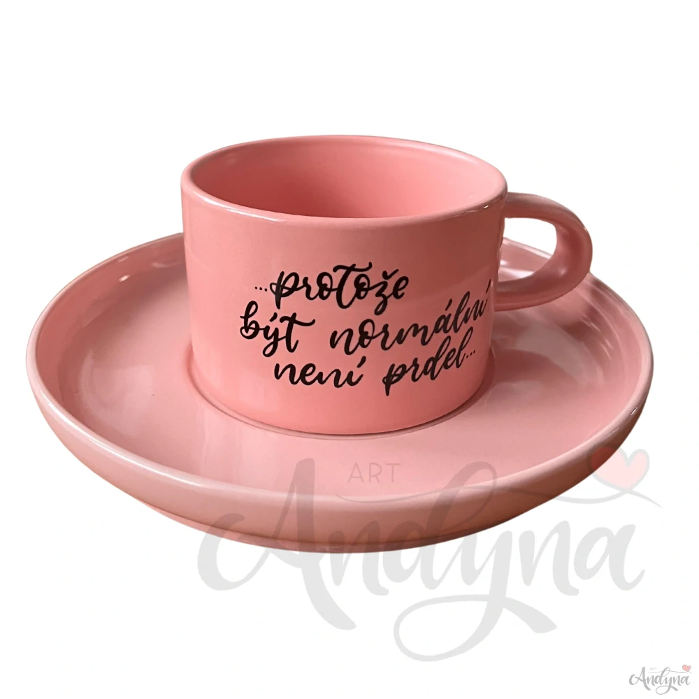 Hrnek růžová Makronka s textem na přání