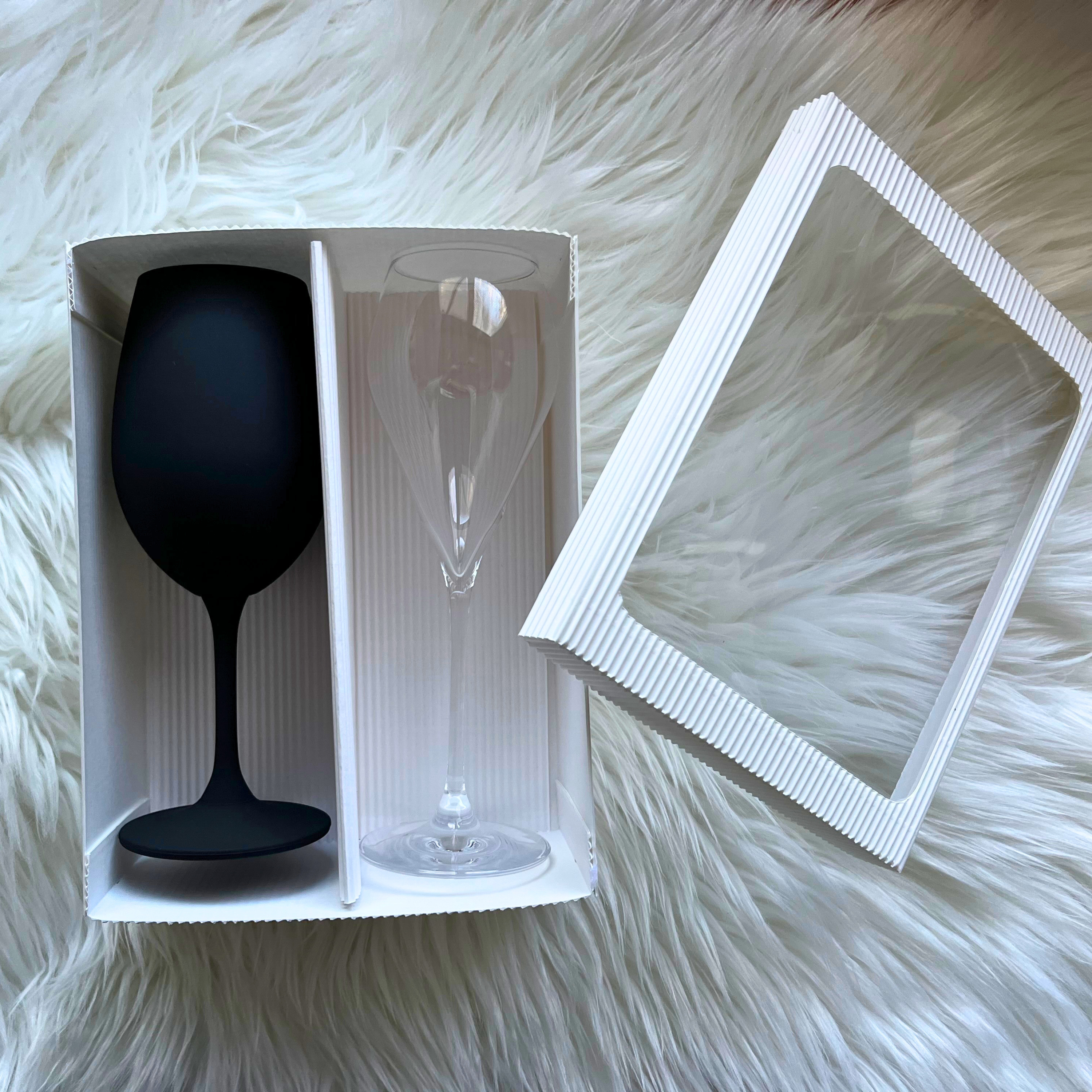Dárková krabička na dvě sklenky Kolorky/prosecco - SADA - bílá