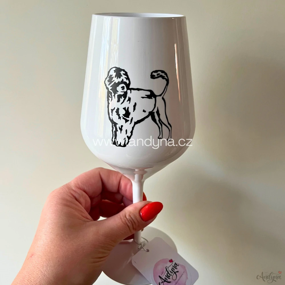 Čirá plastová sklenka na víno - POTISK NA PŘÁNÍ